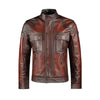 Mens Cafe Racer Distressed Red Jacket