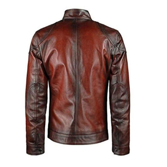 Mens Cafe Racer Distressed Red Jacket