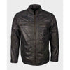 Mens Cafe Racer Grey Waxed Biker Leather Jacket