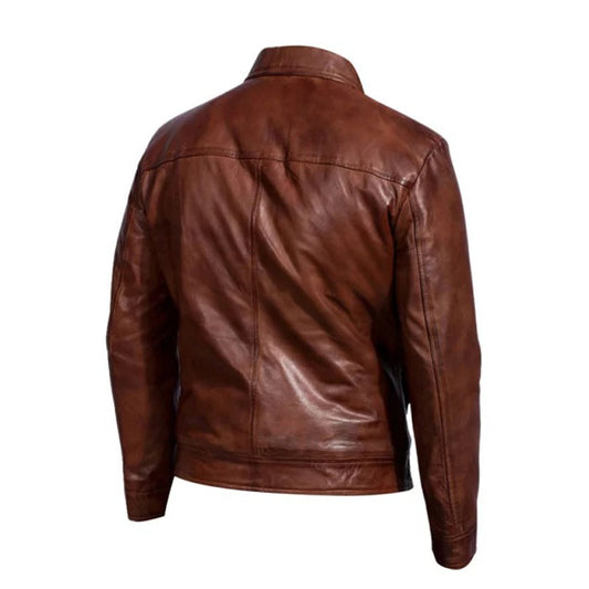 Men Cafe Racer Leather Jacket