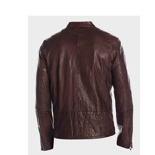Mens Café Racer Maroon Jacket