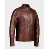 Mens Café Racer Zipper Brown Jacket