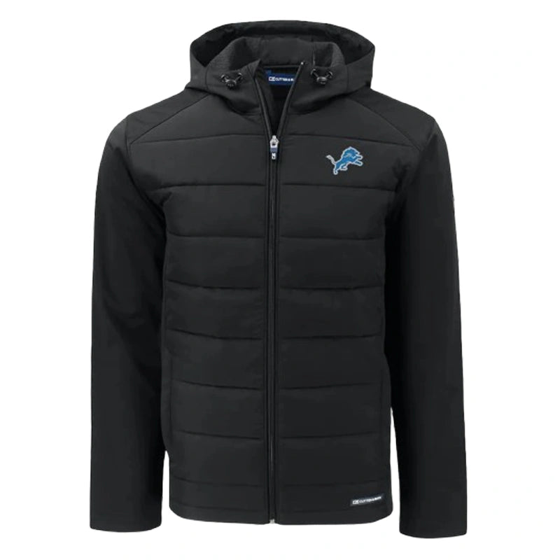 Men’s Detroit Lions Cutter & Buck Black Hybrid Eco Hooded Jacket