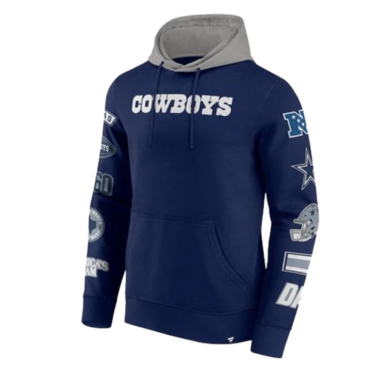 Men’s Fanatics Navy/Silver Dallas Cowboys Patched Out Hoodie
