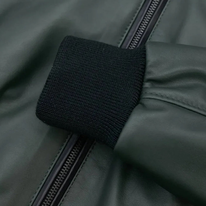 Men’s Bomber Hooded Leather Jacket