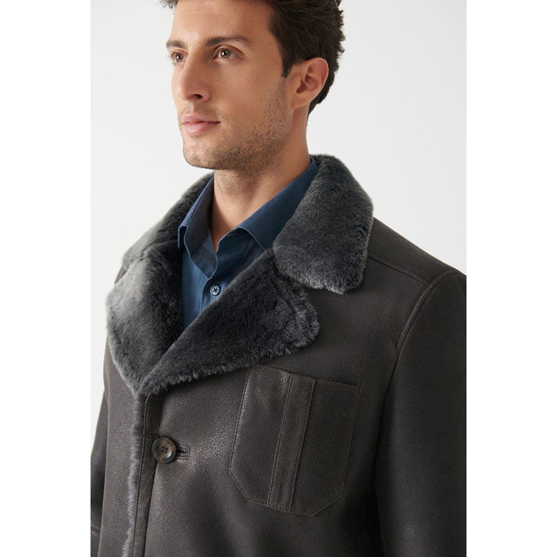 Men’s Grey Shearling Coat
