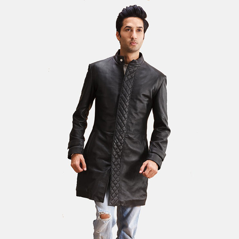 Midlander Quilted Black Leather Coat