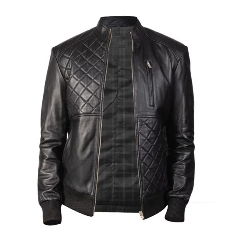 Men Moda Black Leather Jacket