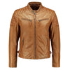 Men’s Paded Tan Leather Biker Jacket