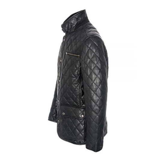 Men’s Quilted Black Cafe Racer Jacket