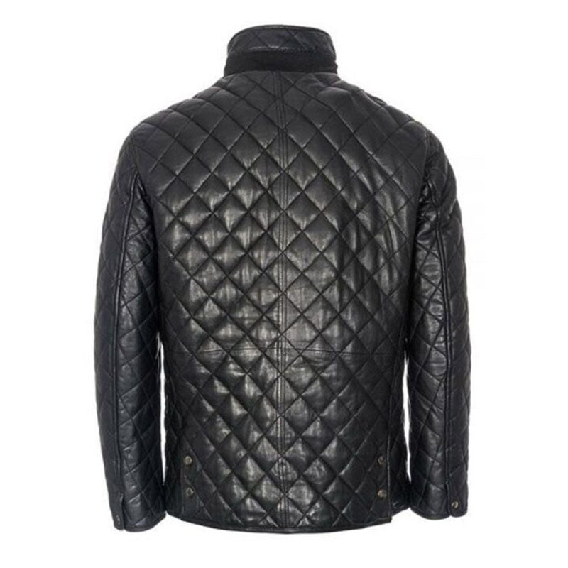 Men’s Quilted Black Cafe Racer Jacket
