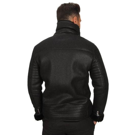 Men’s Real Black Leather Biker Style Jacket