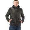 Men’s Real Black Leather Hooded Vegetal Jacket