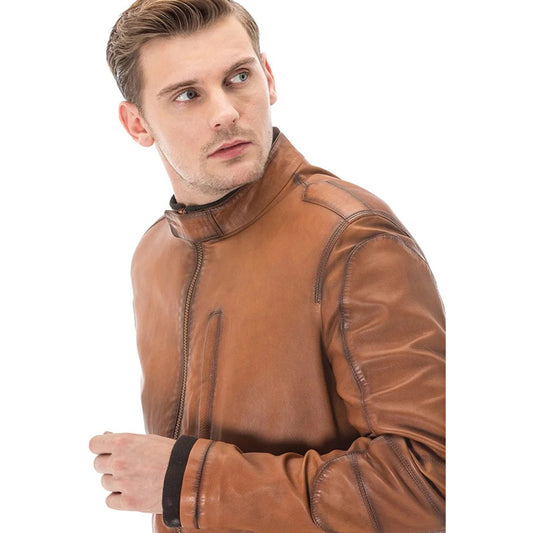 Men’s Real Brown Leather Washed Jacket