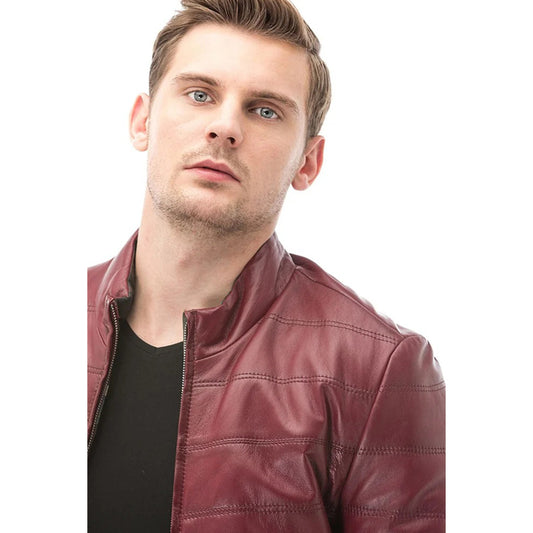 Men’s Real Burgundy Leather Jacket