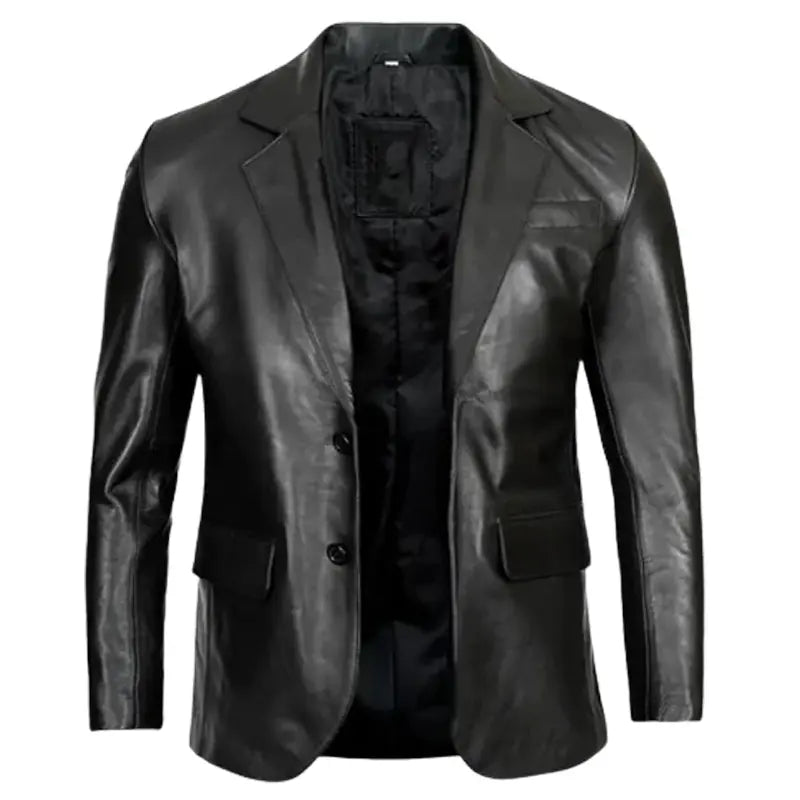 Men’s-Real-Lambskin-Leather-Black-Blazer