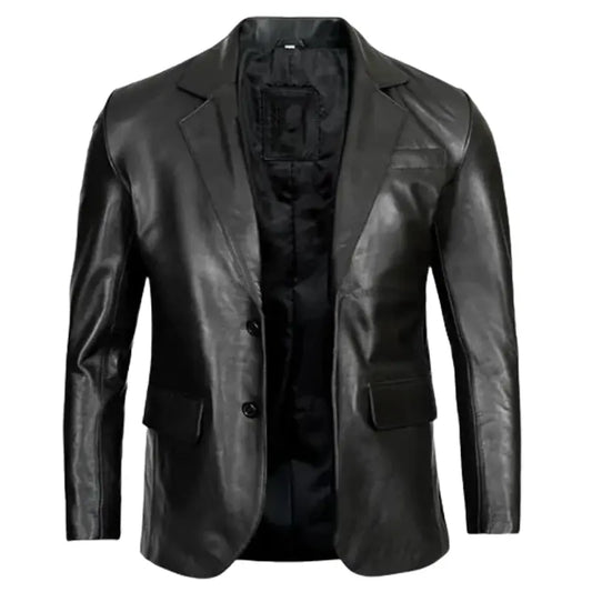 Men’s-Real-Lambskin-Leather-Black-Blazer