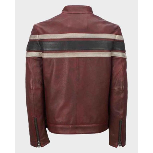 Mens Retro Red Waxed Vintage Leather Jacket