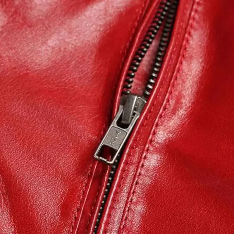 Mens Shearling Red Leather Jacket