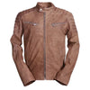 Mens Shoulder Padded Brown Leather Jacket