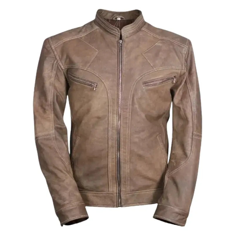 Men's Slim fit Brown Leather Jacket