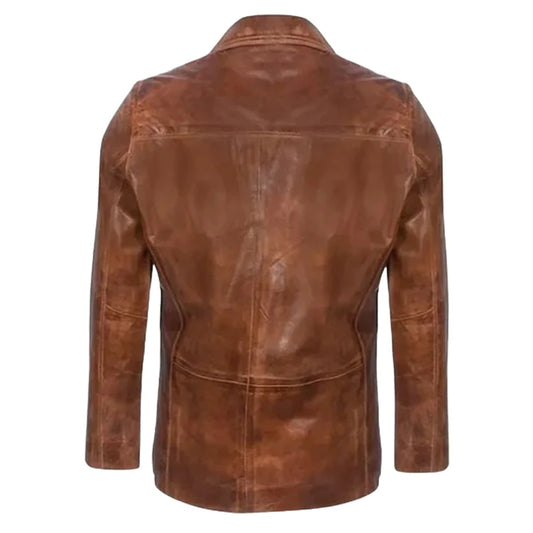 Men’s Tan Genuine Leather Blazer