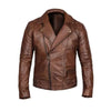 Men’s Vintage Quilted Brown Biker Jacket