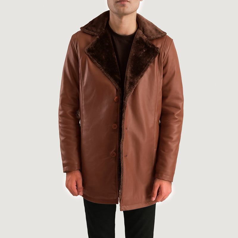 Cinnamon Brown Leather Fur Coat