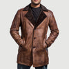 Cinnamon Distressed Leather Fur Coat