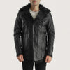 Furcliff Black Leather Coat