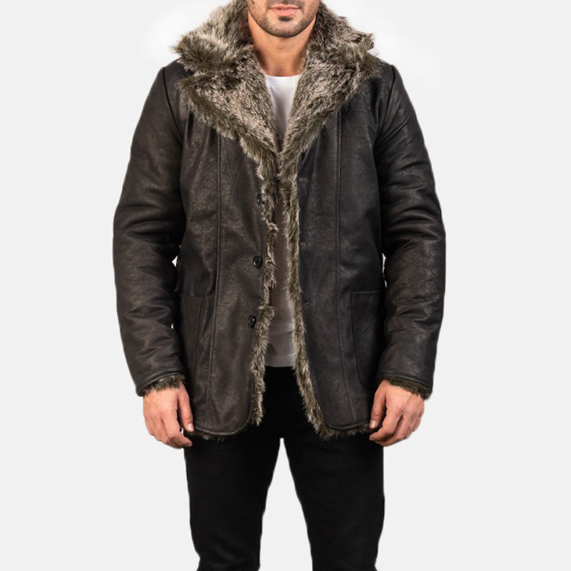 Furlong Black Leather Coat