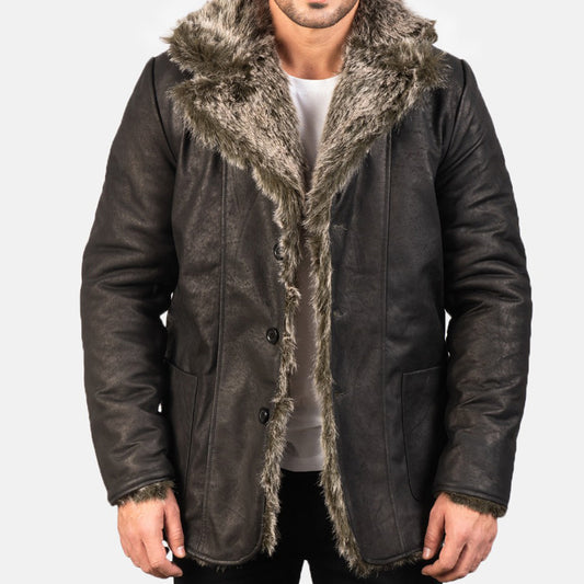 Furlong Black Leather Coat