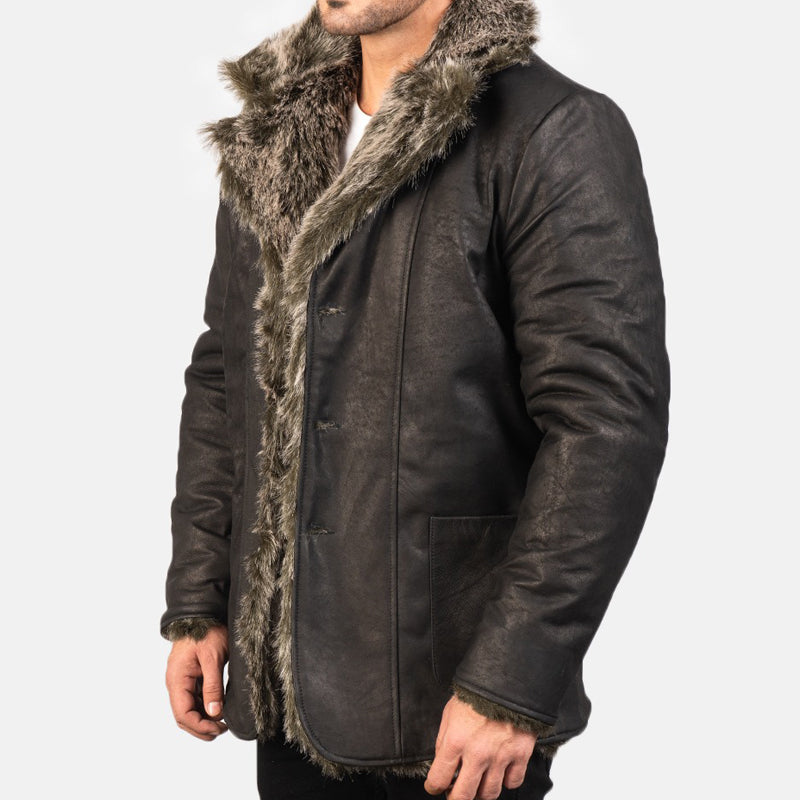 Furlong Black Leather Coat
