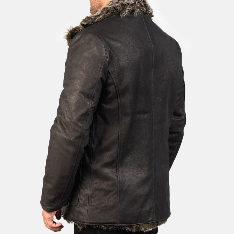 Furlong Black Leather Coat