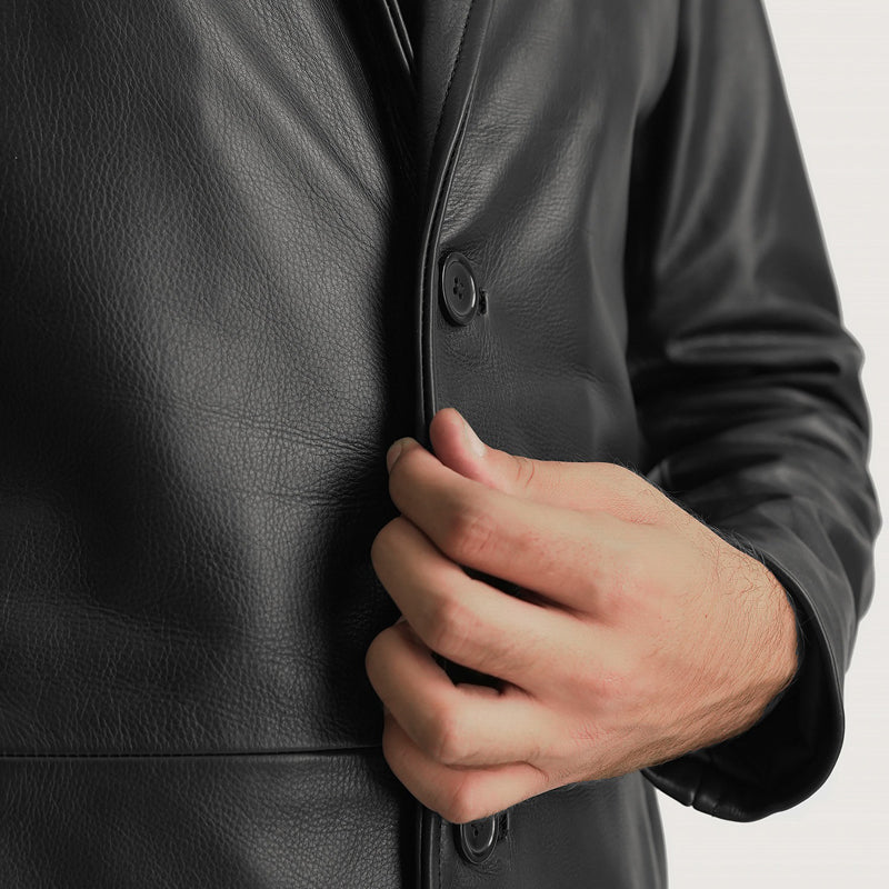 Mateo Brown Leather Single Breasted Coat