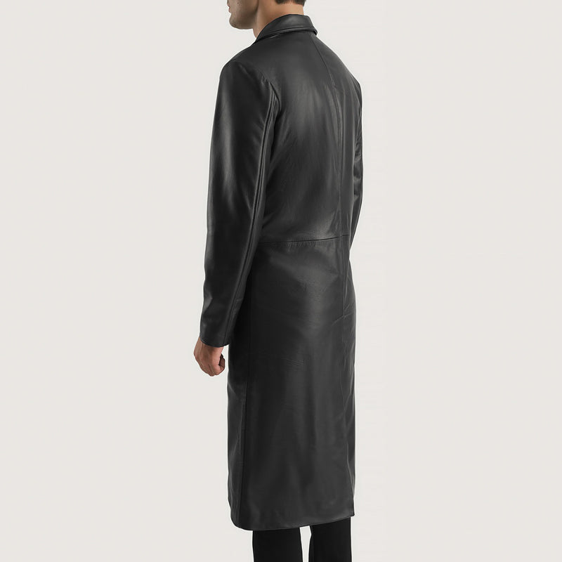 Mateo Brown Leather Single Breasted Coat