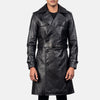 Royson Black Leather Duster Coat