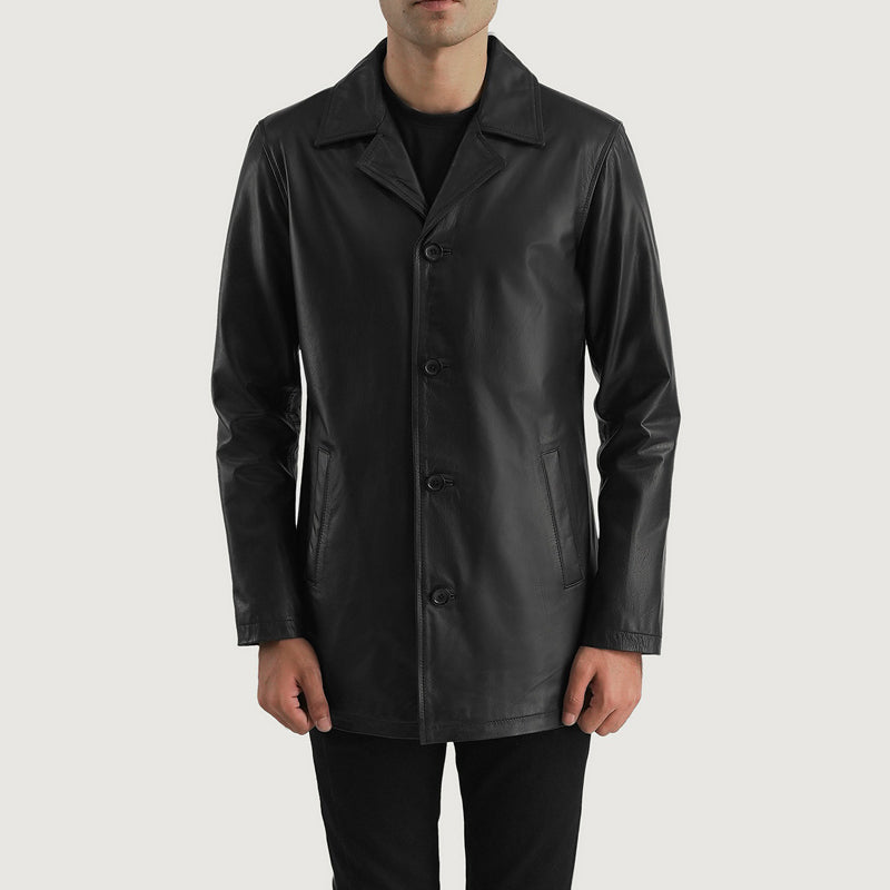 Urban Slate Black Leather Coat