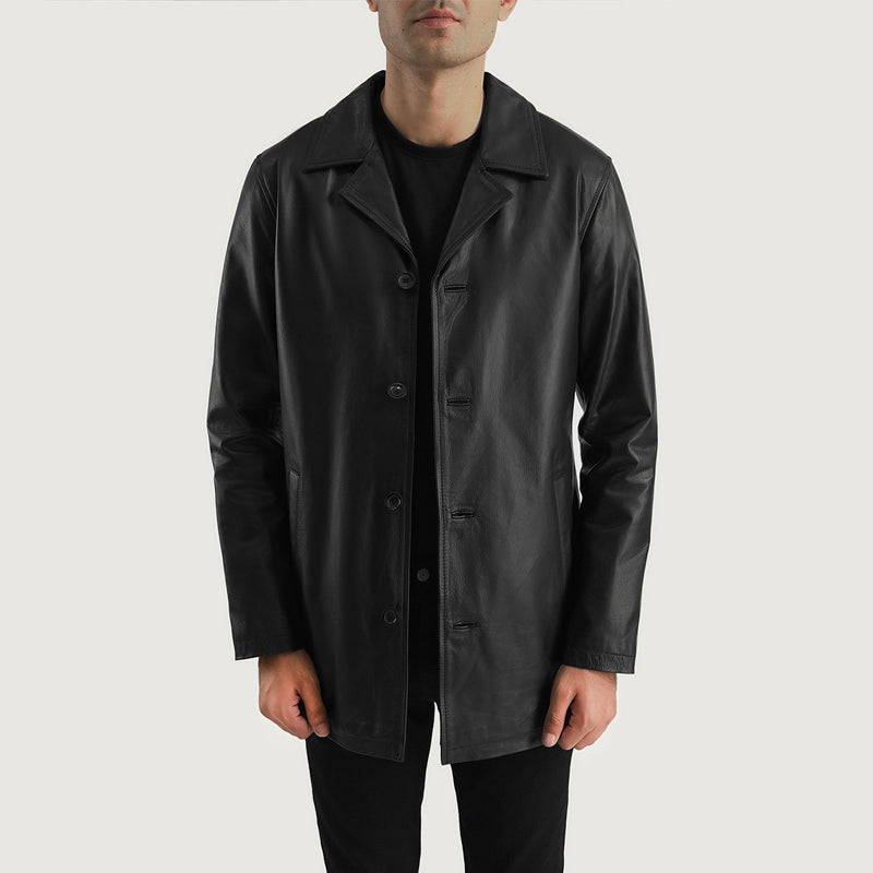Urban Slate Black Leather Coat