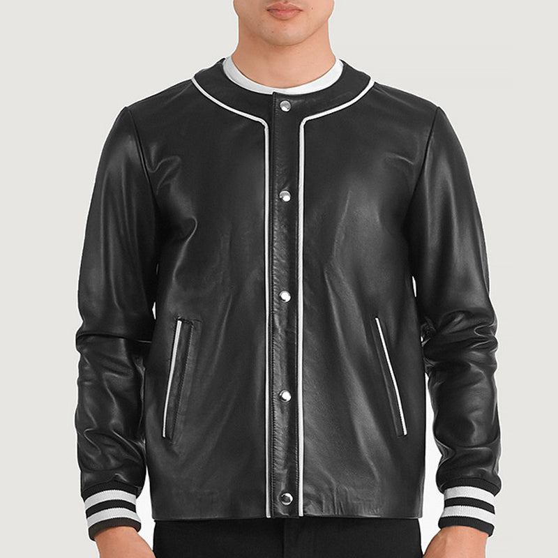 Willis Black Leather Varsity Jacket