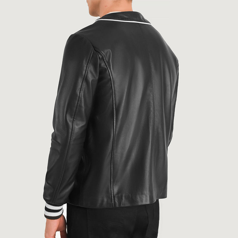 Willis Black Leather Varsity Jacket