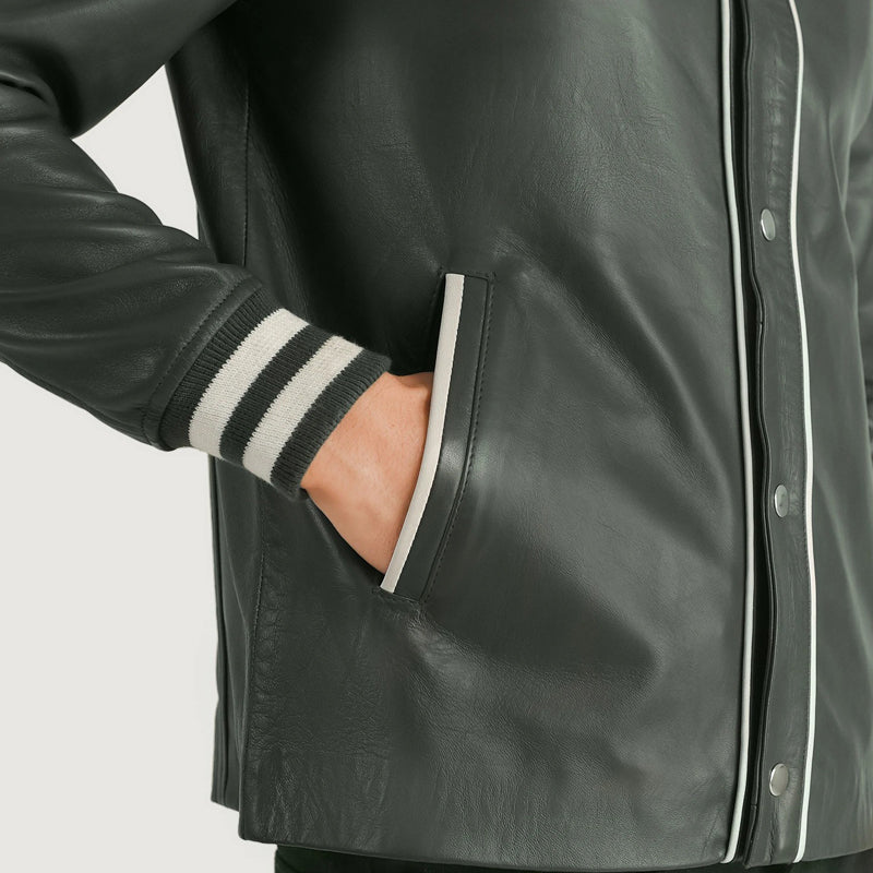 Willis Green Leather Varsity Jacket