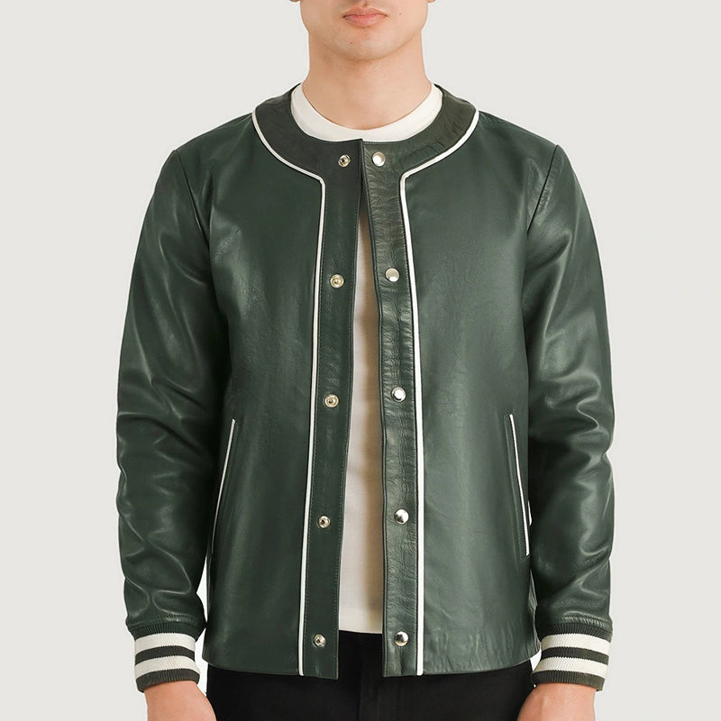 Willis Green Leather Varsity Jacket