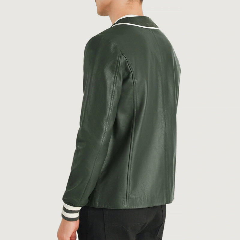 Willis Green Leather Varsity Jacket