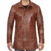 Men's Vintage Cognac Leather Car Coat