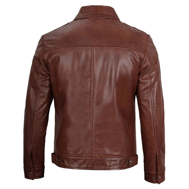 Harrington Premium Brown Leather Jacket