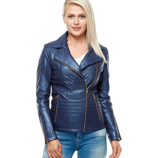 Women’s Real Leather Moto Removeable fur Jacket
