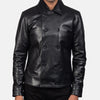 Mod Black Leather Peacoat