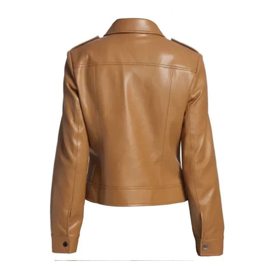 Moto Faux Brown Leather Jacket