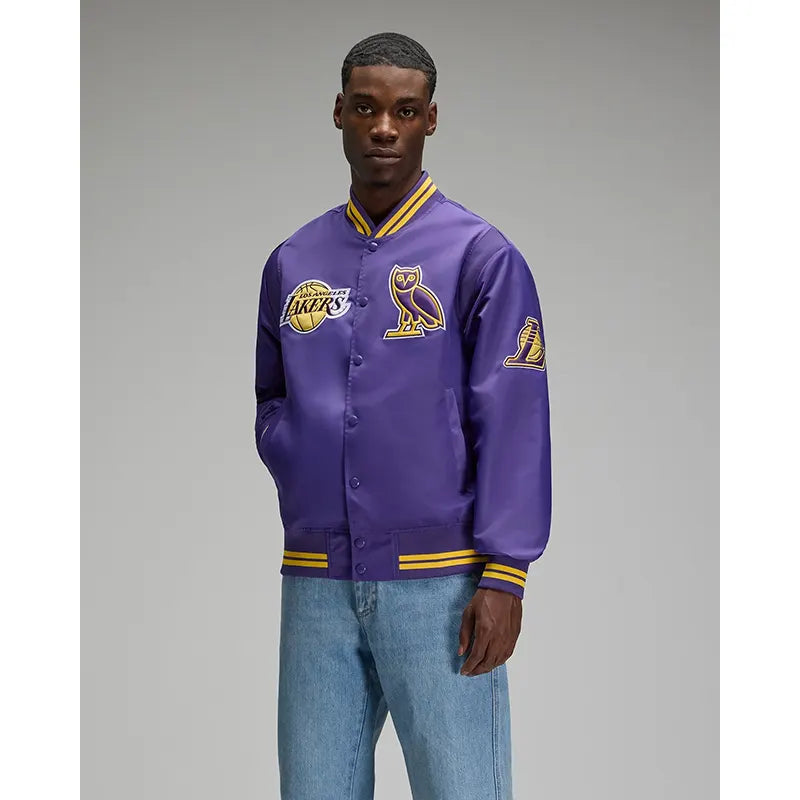 OVO x NBA Los Angeles Lakers Satin Varsity Jacket
